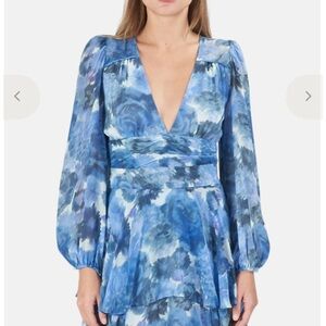 LoveShackFancy Lincoln Blue Floral Dress